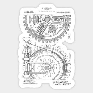 Steampunk Art Gearing Patent Blueprint Sticker